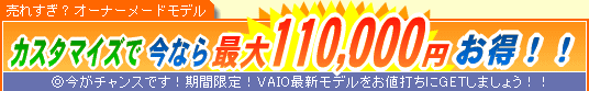 SONY VAIO �J�X�^�}�C�Y�ō��Ȃ�ő�110,000�~����
