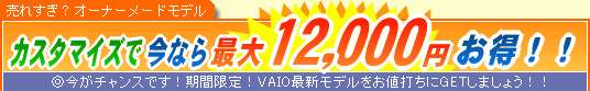 SONY VAIO �J�X�^�}�C�Y�ō��Ȃ�ő�12,000�~����