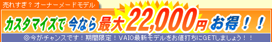 SONY VAIO �J�X�^�}�C�Y�ō��Ȃ�ő�22,000�~����