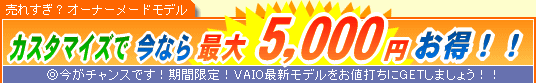 SONY VAIO �J�X�^�}�C�Y�ō��Ȃ�ő�5,000�~����