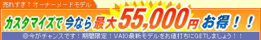 SONY VAIO �J�X�^�}�C�Y�ō��Ȃ�ő�55,000�~����