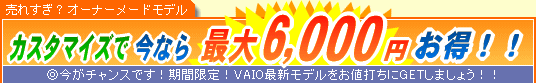 SONY VAIO �J�X�^�}�C�Y�ō��Ȃ�ő�6,000�~����