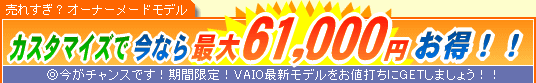 SONY VAIO �J�X�^�}�C�Y�ō��Ȃ�ő�61,000�~����