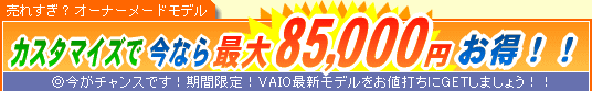 SONY VAIO �J�X�^�}�C�Y�ō��Ȃ�ő�85,000�~����