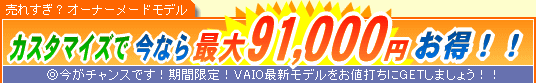 SONY VAIO �J�X�^�}�C�Y�ō��Ȃ�ő�91,000�~����
