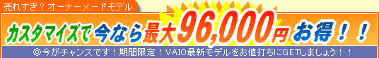 SONY VAIO �J�X�^�}�C�Y�ō��Ȃ�ő�96,000�~����