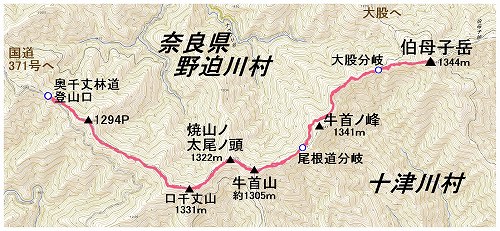 伯母子岳マップ