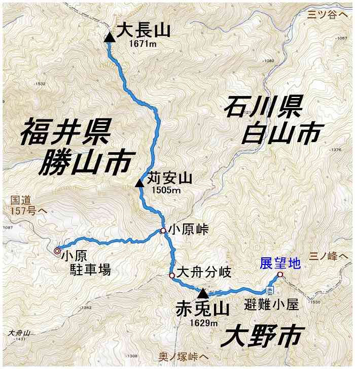 赤兎山・大長山マップ